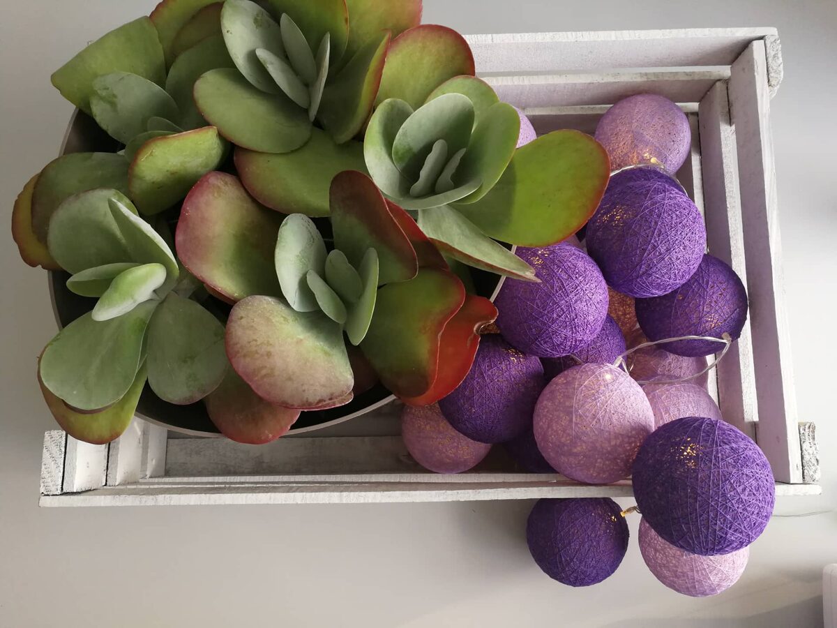 Kokvilnas bumbu virtene "Ceriņu dārzs" Image 2