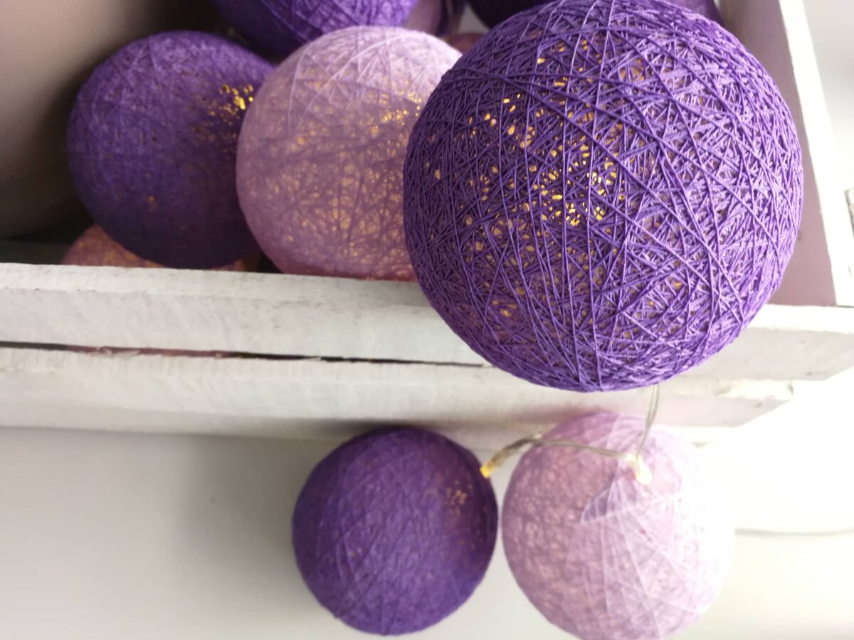 Kokvilnas bumbu virtene "Ceriņu dārzs" Image 5