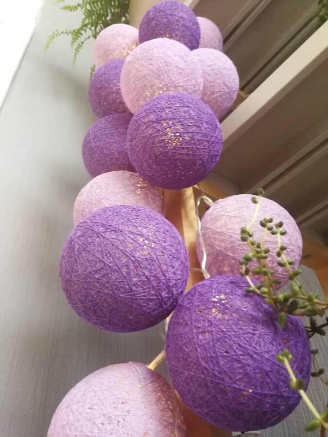 Kokvilnas bumbu virtene "Ceriņu dārzs" Image 3