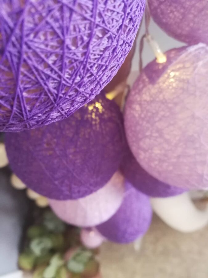 Kokvilnas bumbu virtene "Ceriņu dārzs" Image 4