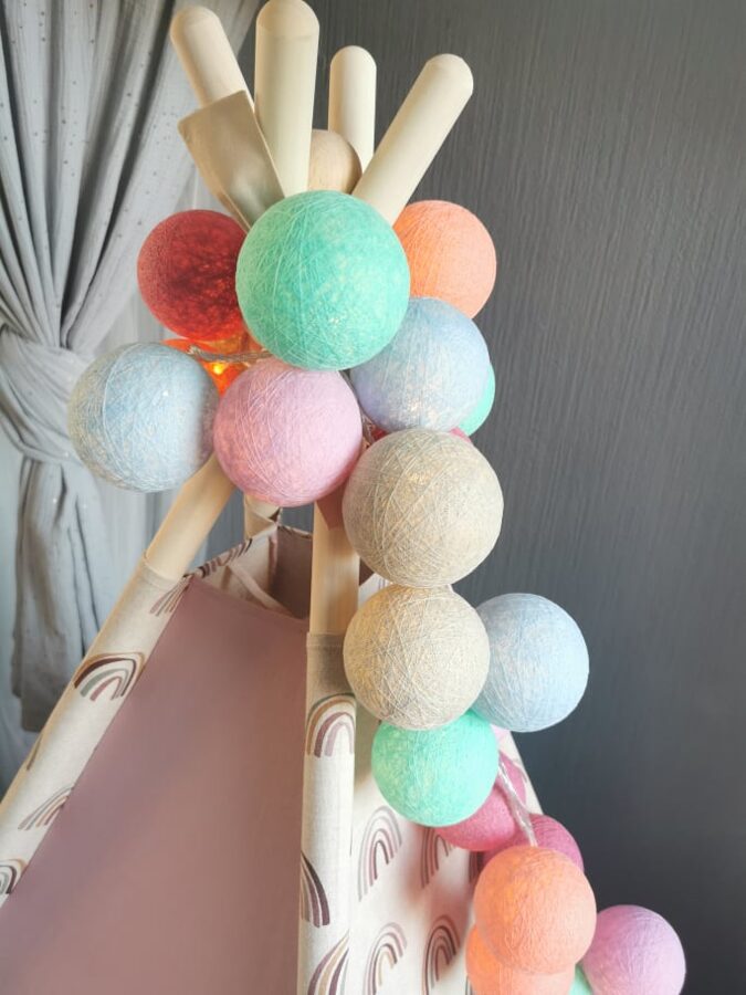 Kokvilnas bumbu virtene "Krāsu virpulis" Image